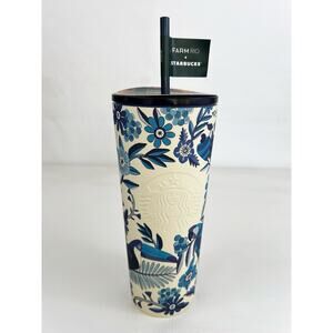 Starbucks + Farm Rio 24oz Cold Cup Tumbler Summer 2025 Blue Floral Limited Edt